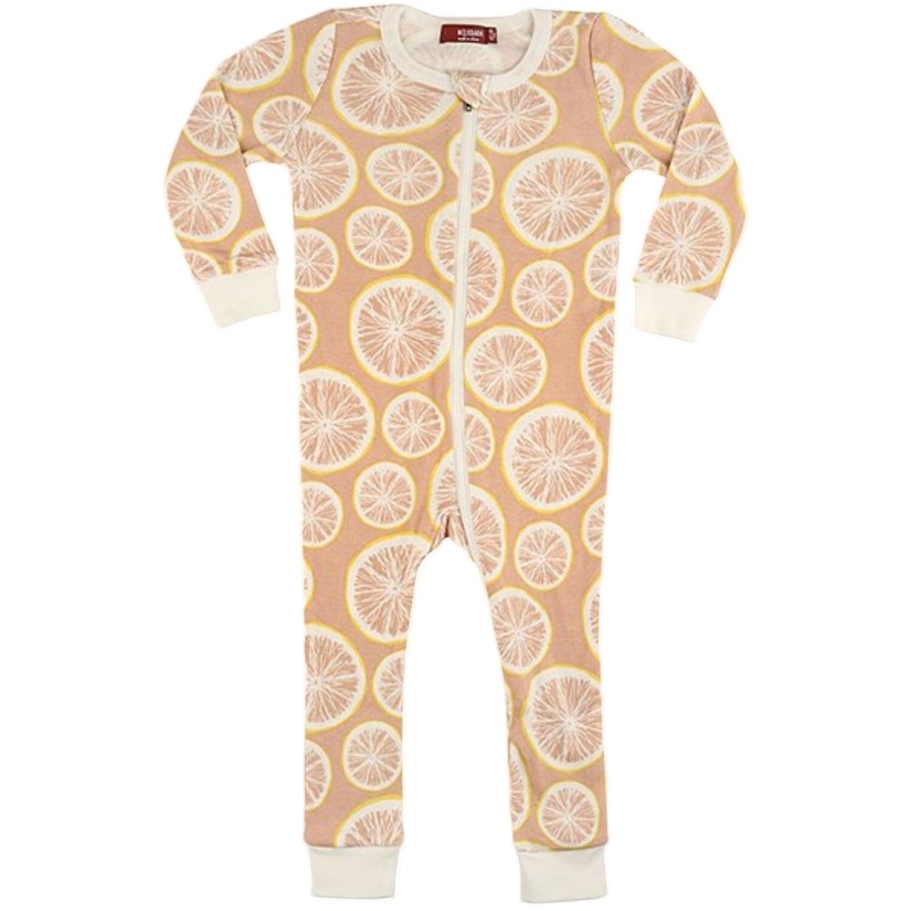 MILKBARN Baby 18 24 Mo Pink Organic Cotton Pajamas Zipper 1pc Sleeper Grapefruit